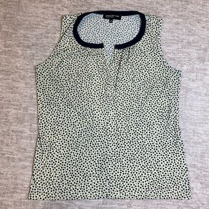 Jones New York women's green and navy floral stretch polyester tank top size M